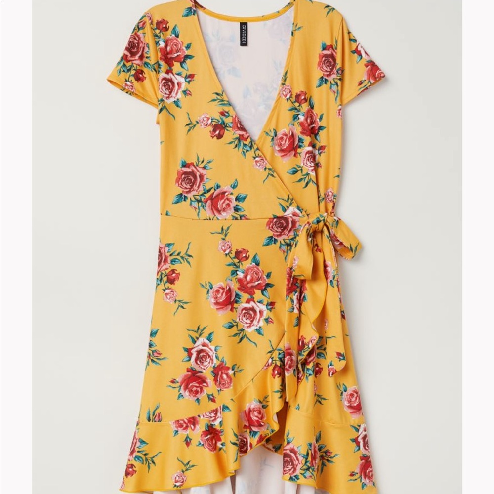 H&M Divided Floral Faux Wrap Dress